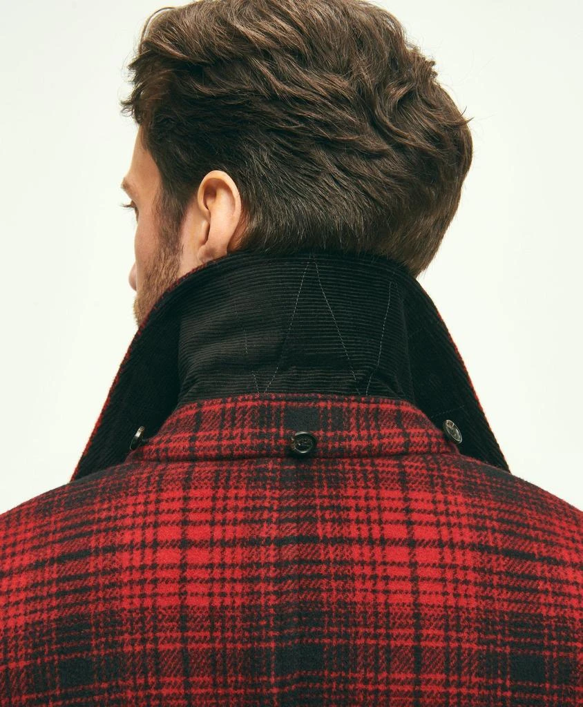 Brooks Brothers Wool Hooded Buffalo Check Pea Coat 4