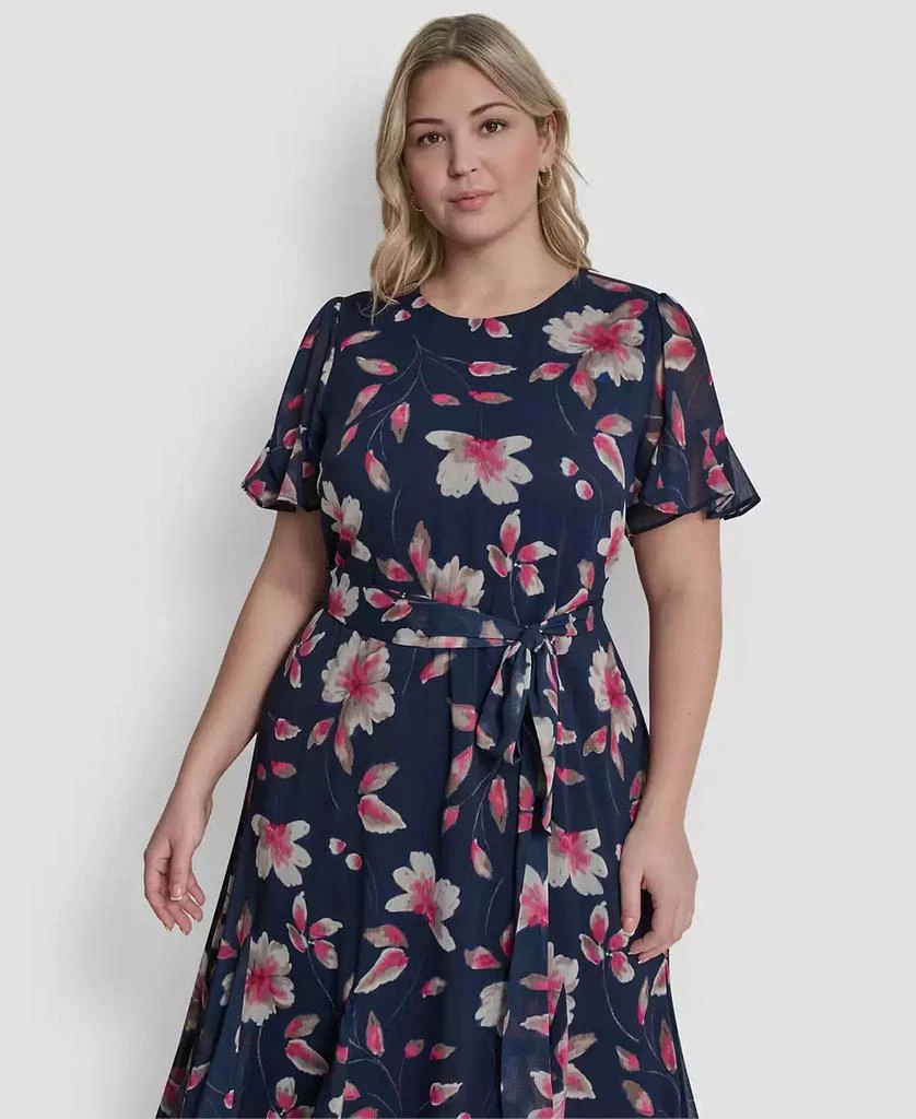 dkny embroidered mesh fit & flare dress Stretch Cotton Logo Strap Midi Dress | Bodycon main image 1