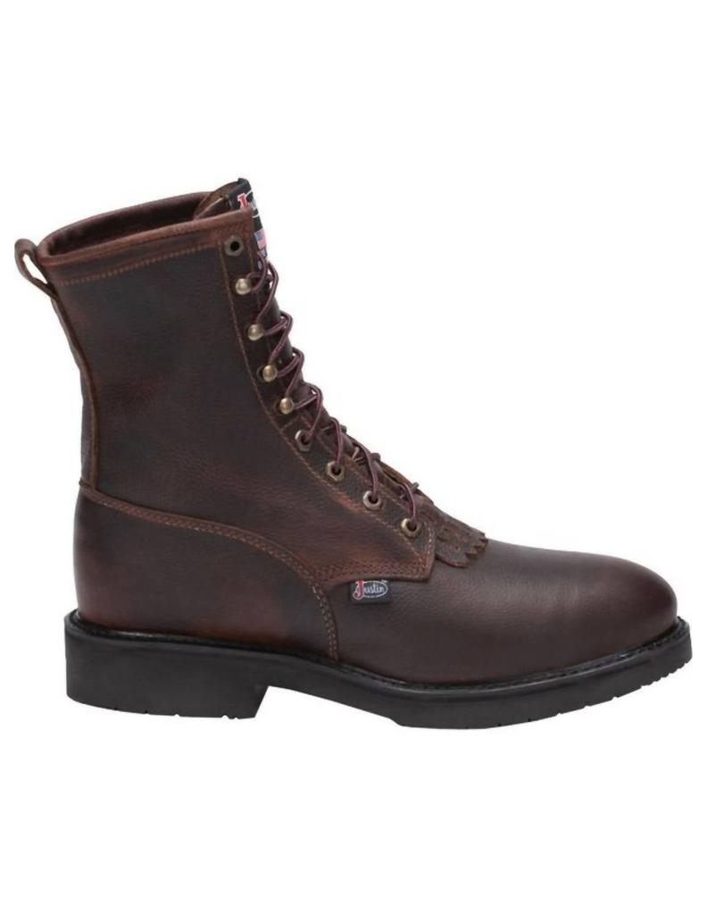 Justin Men's Lace-Up Round Steel Toe - EEE Width