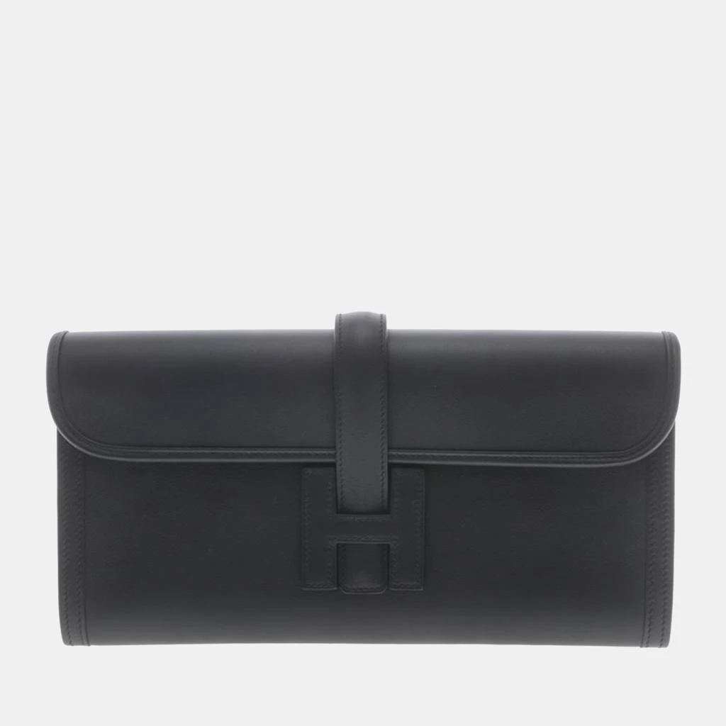 Hermes Hermes Black Leather Jige Elan Clutch 1