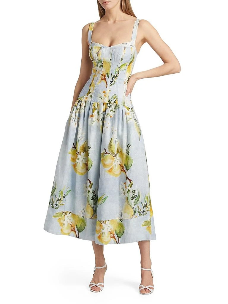 Nicholas the Label Makenna Floral Linen Drop-Waist Midi-Dress 2