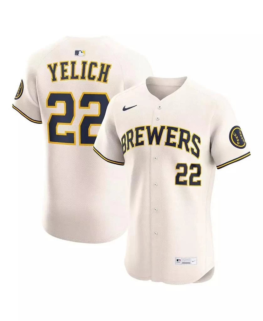 NIKE Men's Christian Yelich Cream Milwaukee Brewers Home Elite
