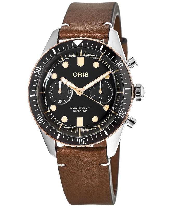Oris Oris Divers Sixty-Five Chronograph Automatic Black Dial Brown Leather Strap Men
s Watch 01 771 7744 4354-07 5 21 45