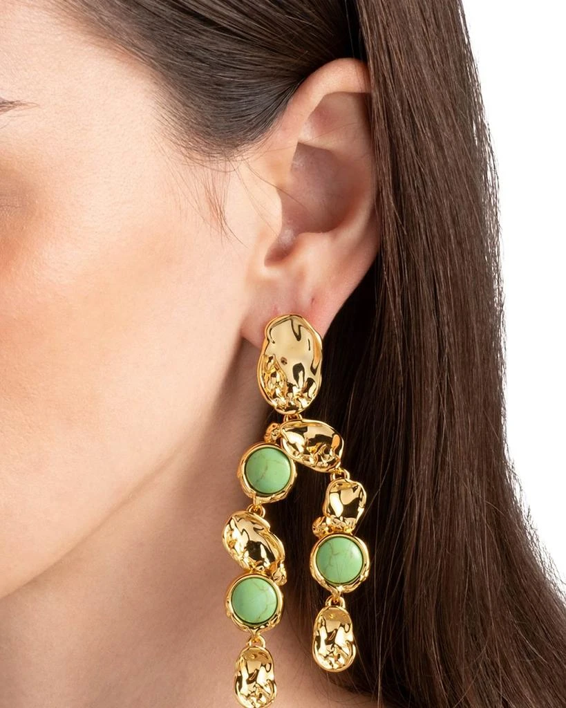 Alexis Bittar Brut Reconstituted Mojave Turquoise & Hammered Disc Chandelier Earrings in 14K Gold Plated 3