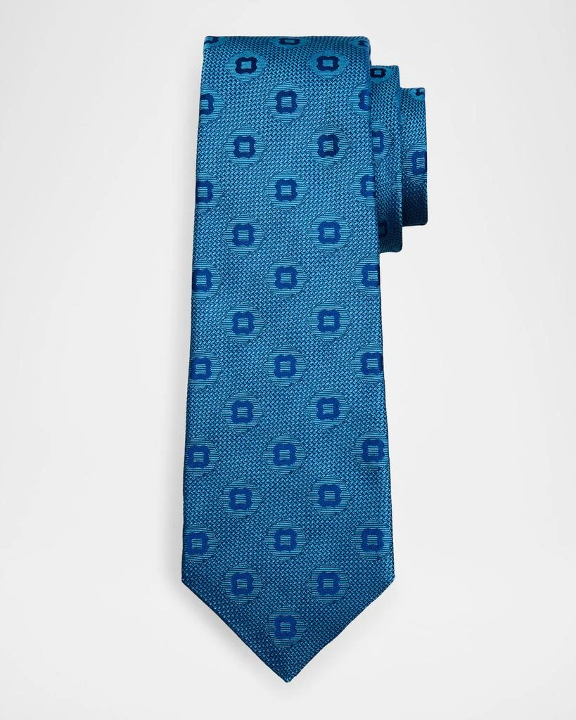 Kiton Men
s Geometric Jacquard Silk 7-Fold Tie