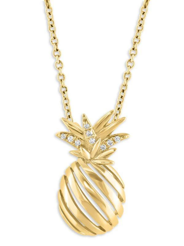 Effy 14K Yellow Gold & 0.03 TCW Diamond Pineapple Pendant Necklace 2