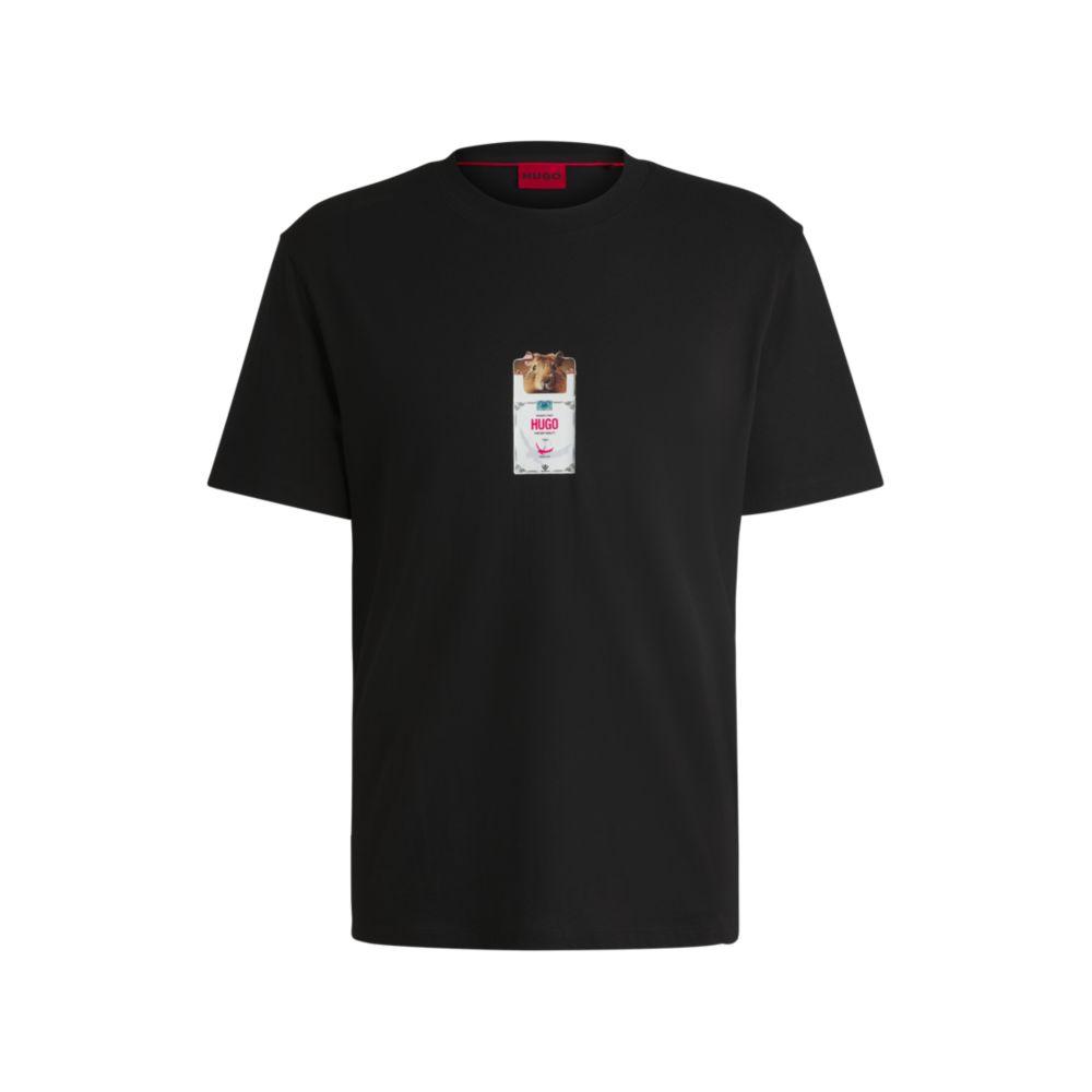 Hugo Boss Cotton-jersey T-shirt with cigarette-packet print