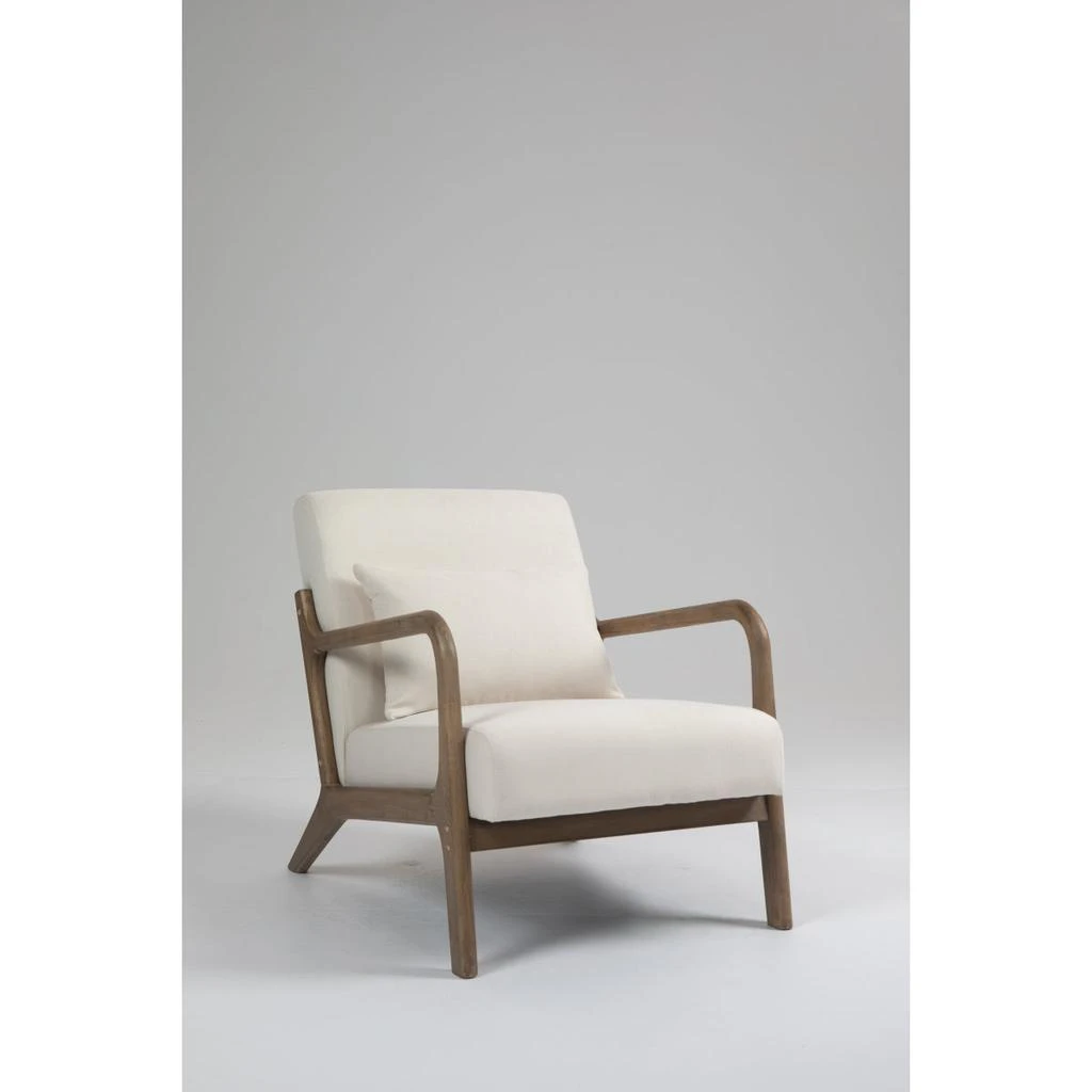 Streamdale Furniture Streamdale Mid Century Modern Accent Chair with Wood Frame and Waist Cushion 2