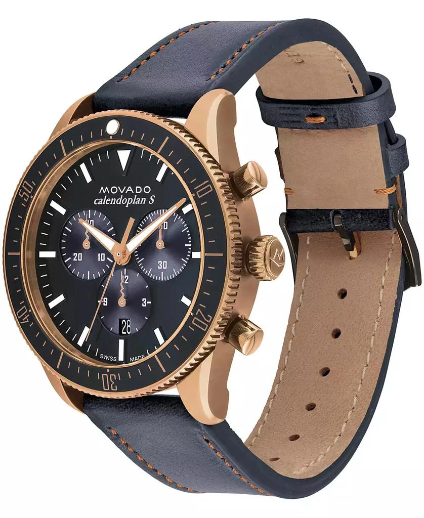 Movado Men's Calendoplan S Swiss Quartz Chronograph Gray Leather Strap Watch 42mm 2