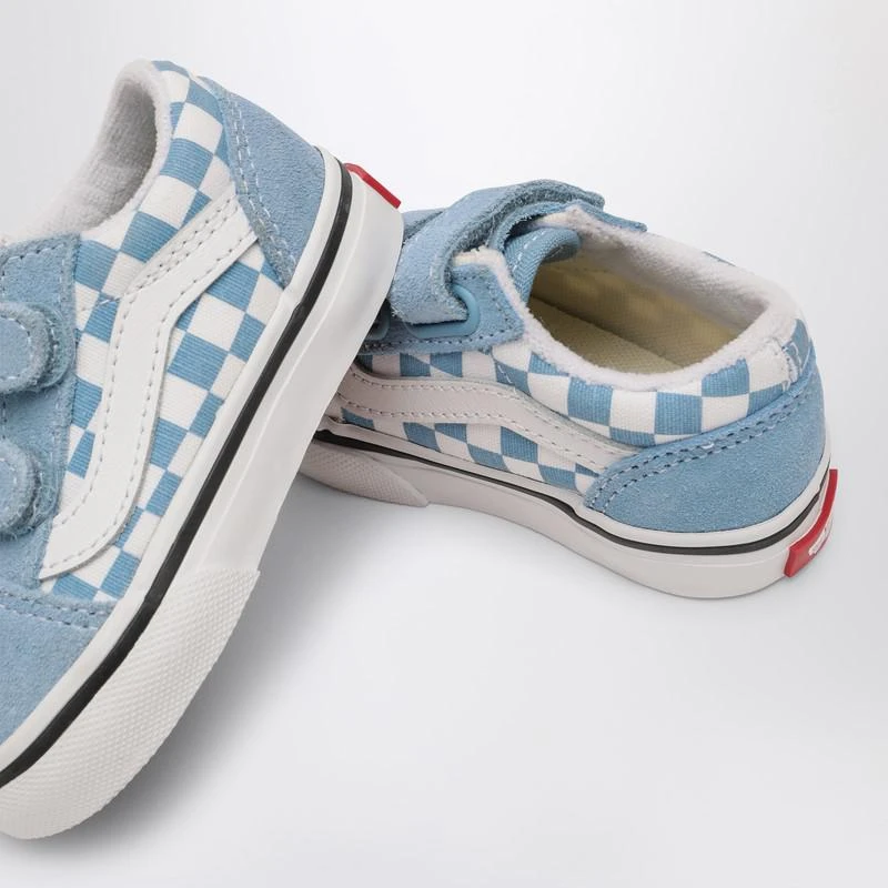 Vans White/Blue Old Skool Sneakers with Check Pattern 5