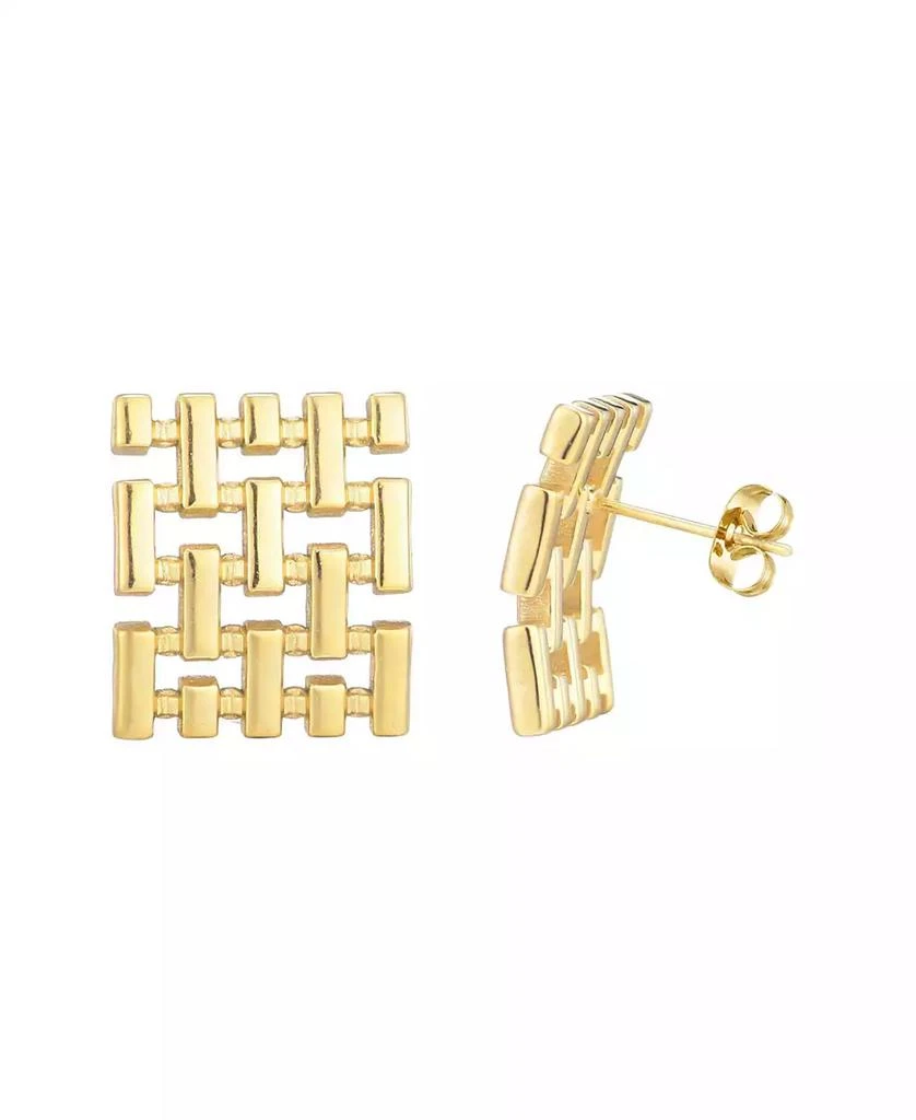ADORNIA Tarnish Resistant Gold Grid Stud Earrings