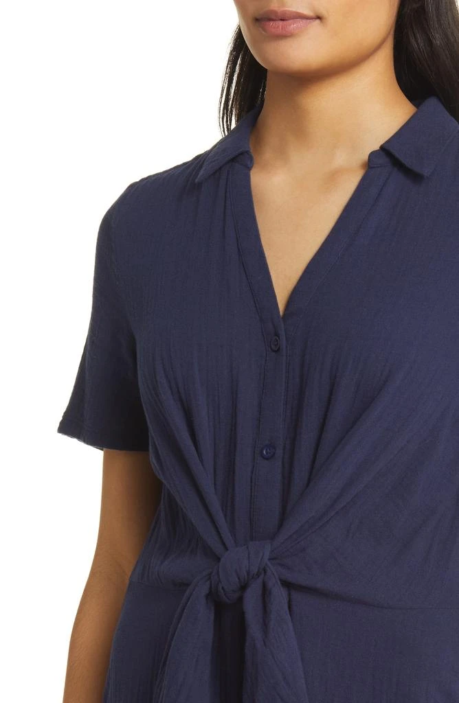 Caslon Vacation Tie Front Gauze Shirtdress 3