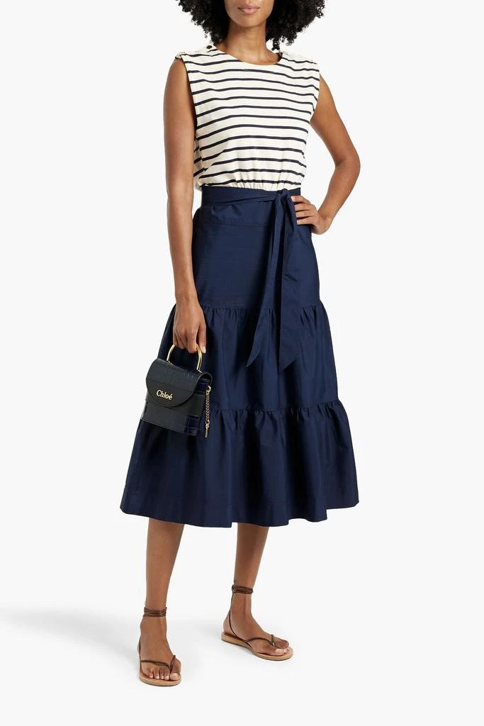 VERONICA BEARD Pazila striped cotton-jersey and poplin midi dress 2