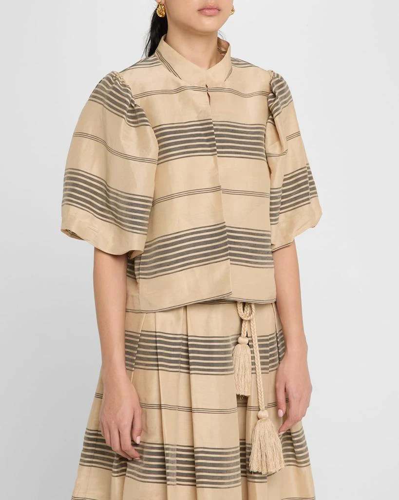 Dea Kudibal Oliviadea Cropped Linen Silk Puff-Sleeve Jacket 4