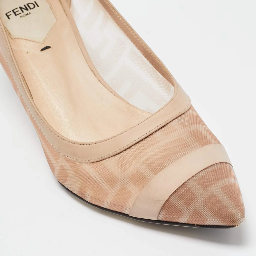 Fendi Fendi Pink/Beige Zucca Mesh and Leather Colibri Pumps Size 38 7