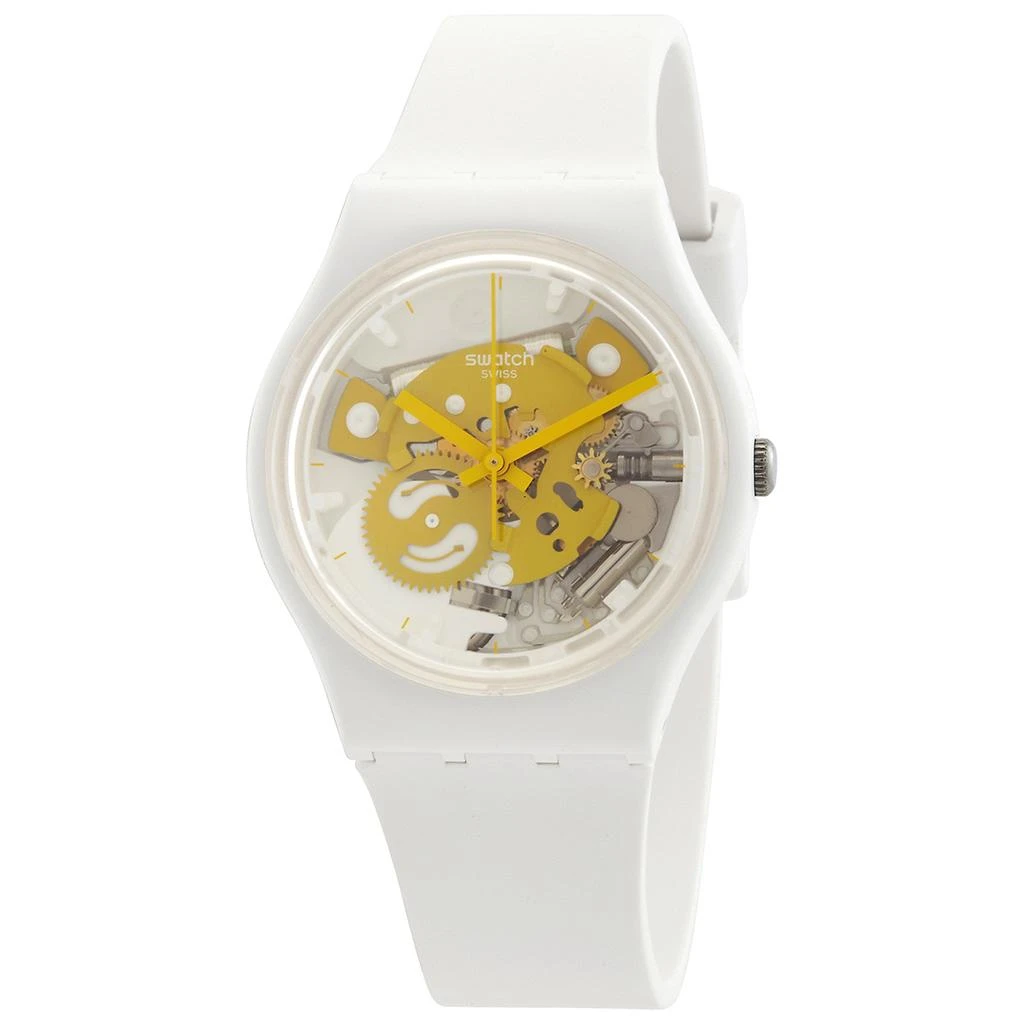 Swatch Bioceramic Time To Yellow Small Quartz White Dial Unisex Watch SO31W105