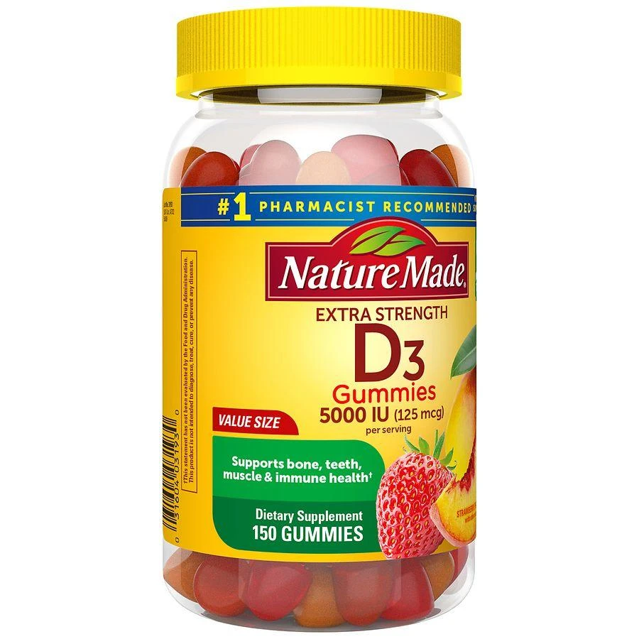 Nature Made Extra Strength Vitamin D3 5000 IU (125 mcg) per serving Gummies Strawberry, Peach, Mango 5