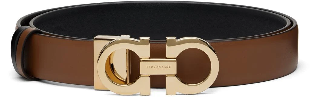 Salvatore Ferragamo Tan & Black Gancini Reversible Belt  display picture 1