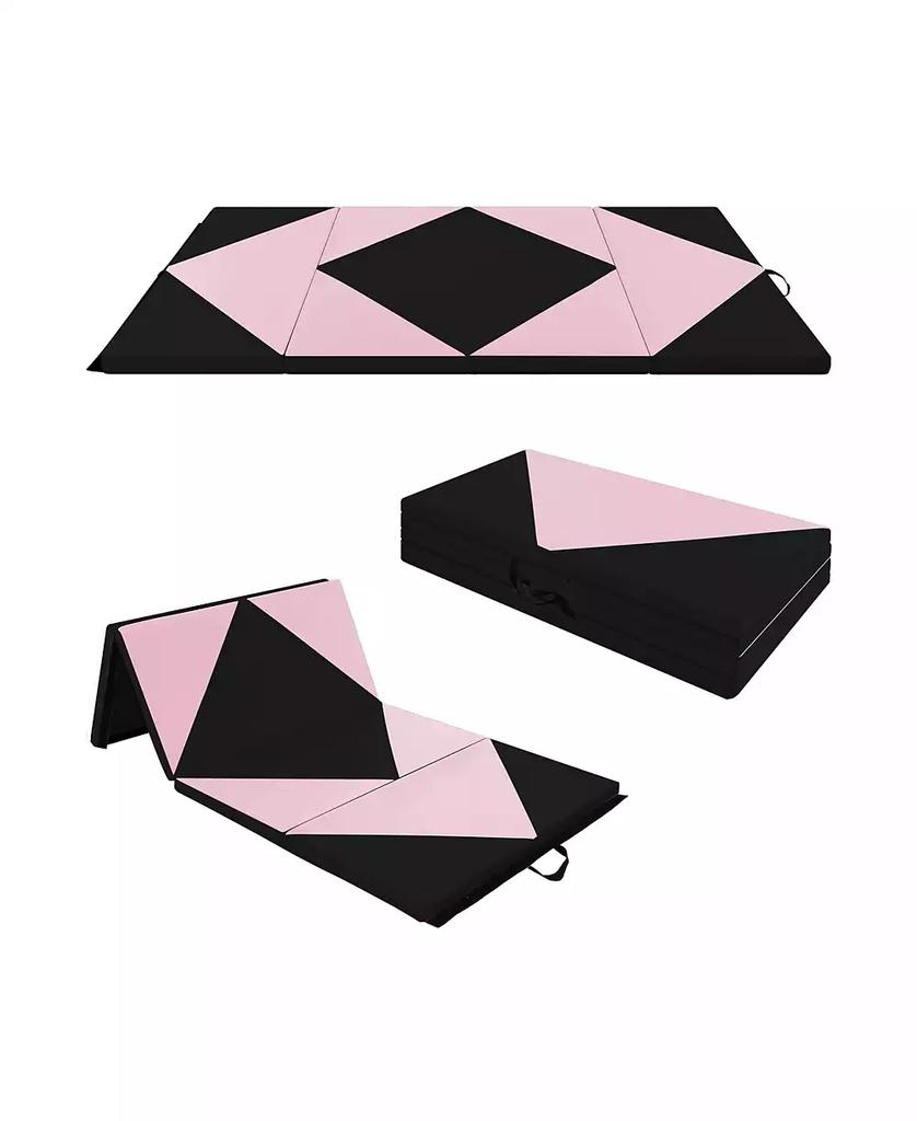 VEBREDA 8 Feet PU Leather Folding Gymnastics Mat with Hook and Loop Fasteners