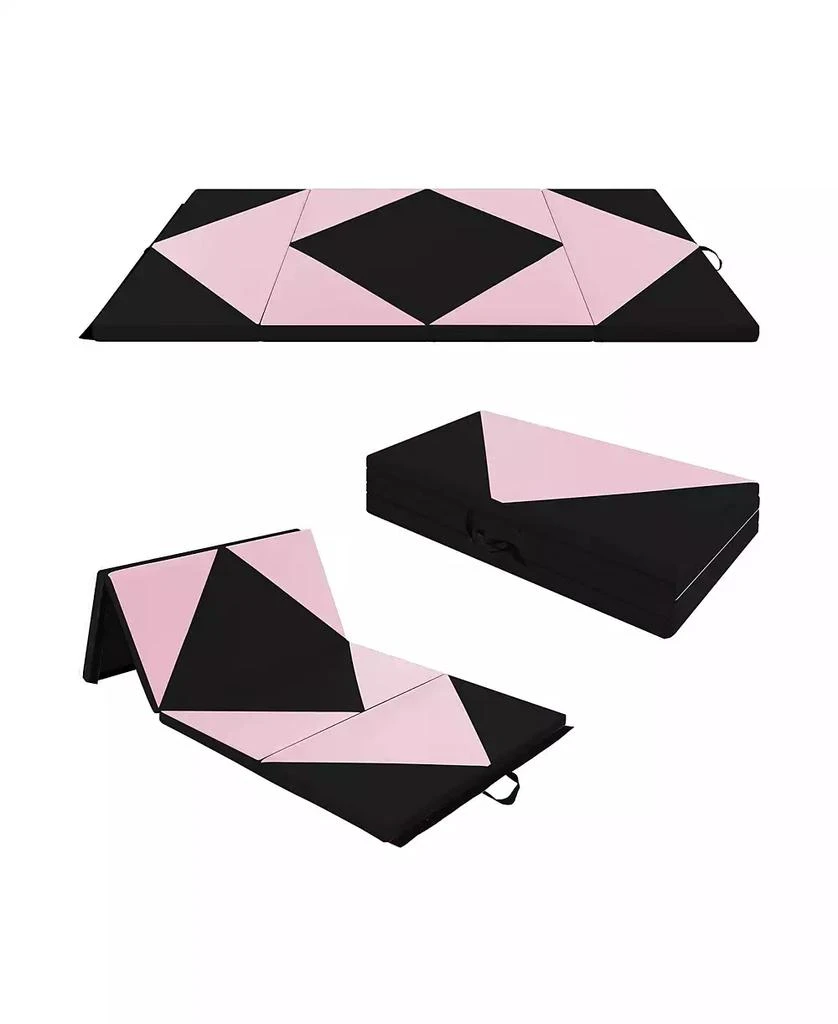 VEBREDA 8 Feet PU Leather Folding Gymnastics Mat with Hook and Loop Fasteners 1