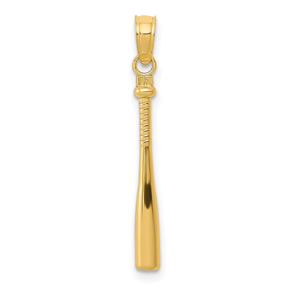 Diamond2Deal 14k Yellow Gold 3-D Baseball Bat Pendant