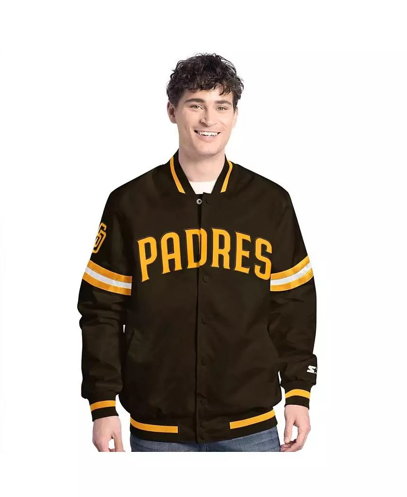 Starter Men's Brown San Diego Padres Scout Full-Snap Varsity Jacket 1