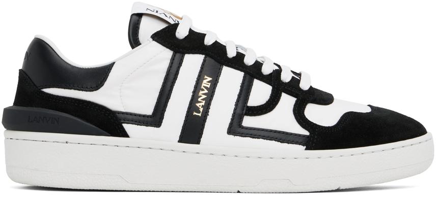 Lanvin White & Black Clay Mesh Sneakers