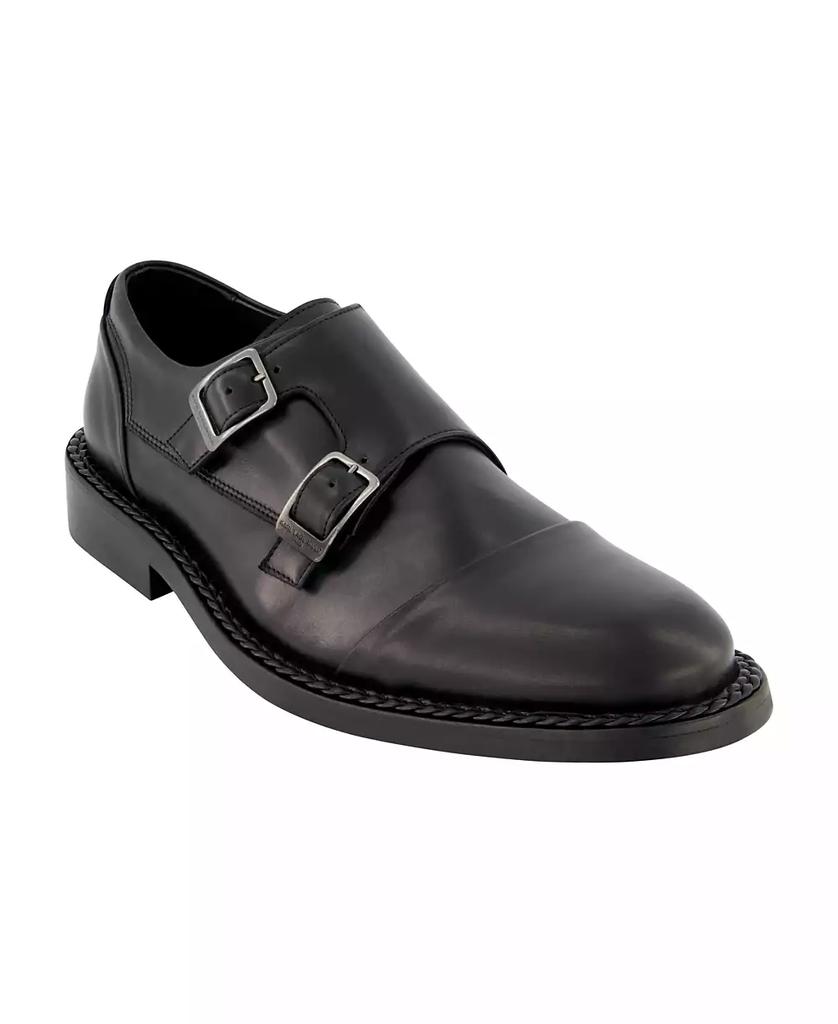 Karl Lagerfeld Paris Men's White Label Leather Double Monk Cap Toe Dress Shoes