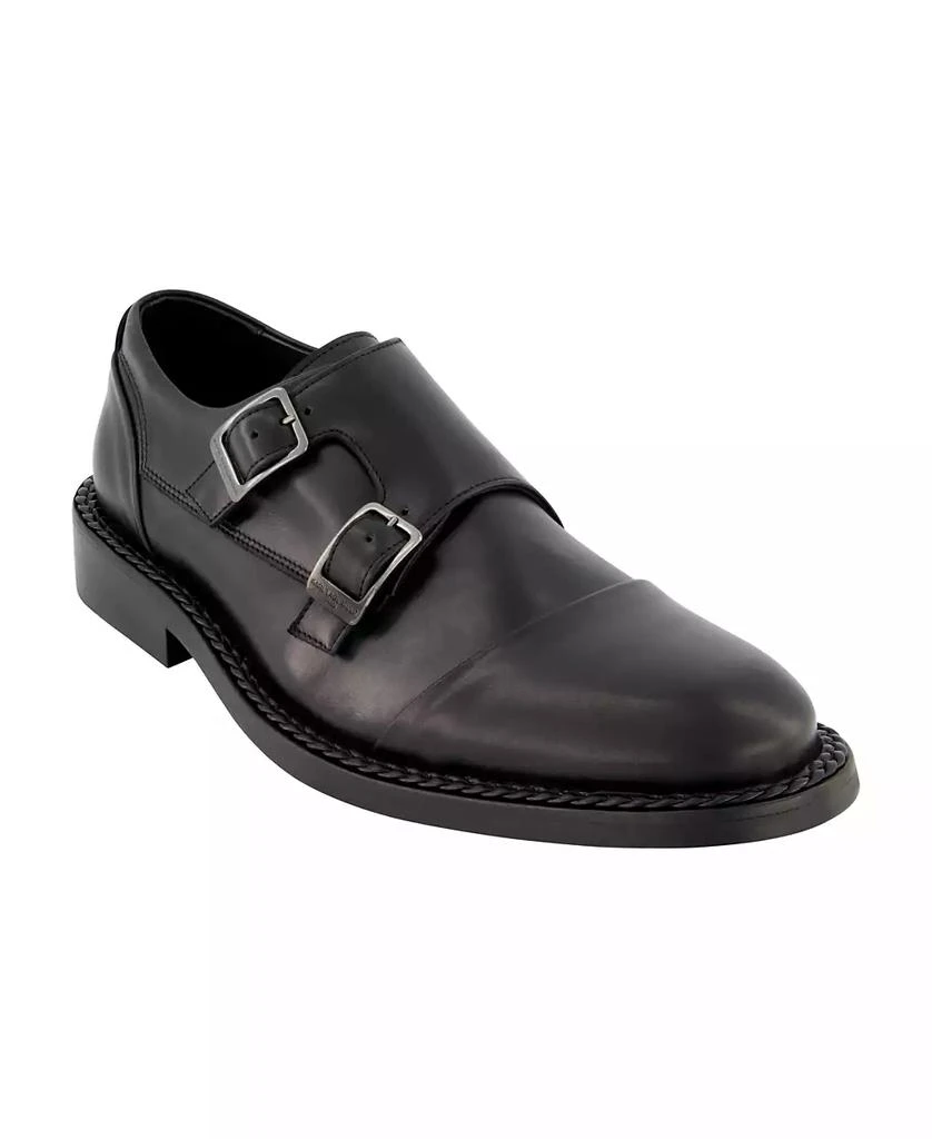 Karl Lagerfeld Paris Men's White Label Leather Double Monk Cap Toe Dress Shoes 1