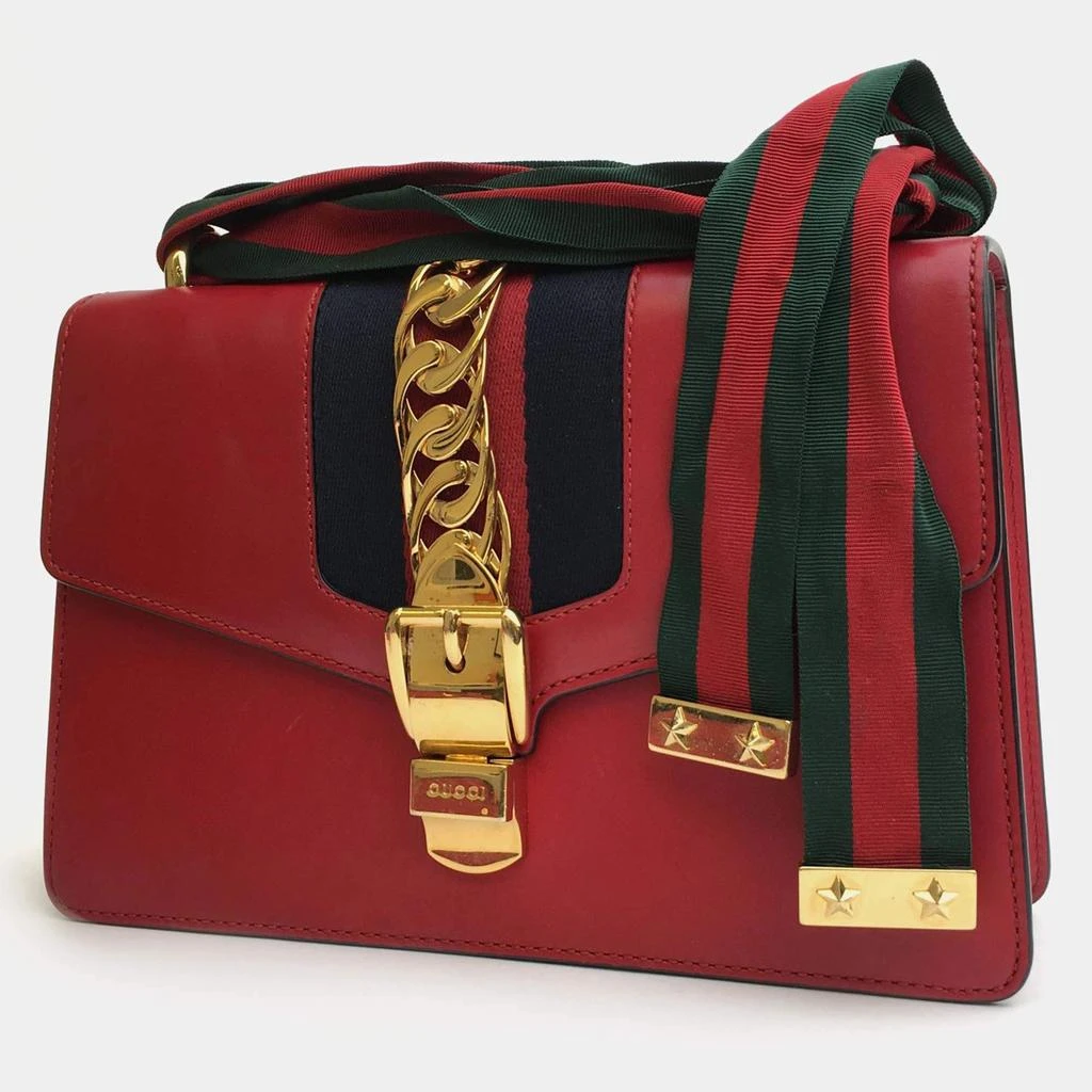 Gucci Gucci Red Leather Small Sylvie Shoulder Bag 3