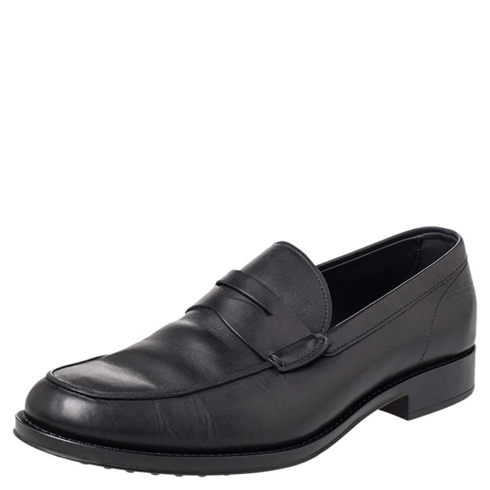 Tod's Tod's Black Leather Penny Slip On Loafers Size 45 1