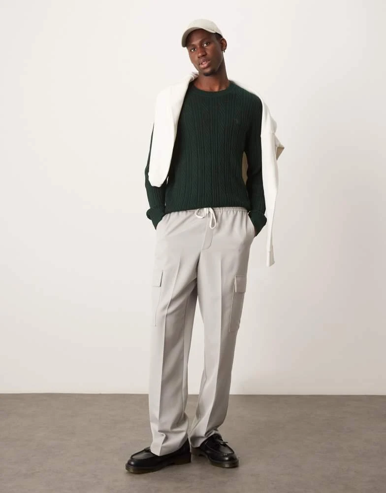 Abercrombie & Fitch Abercrombie & Fitch cable knit merino jumper in dark green 2