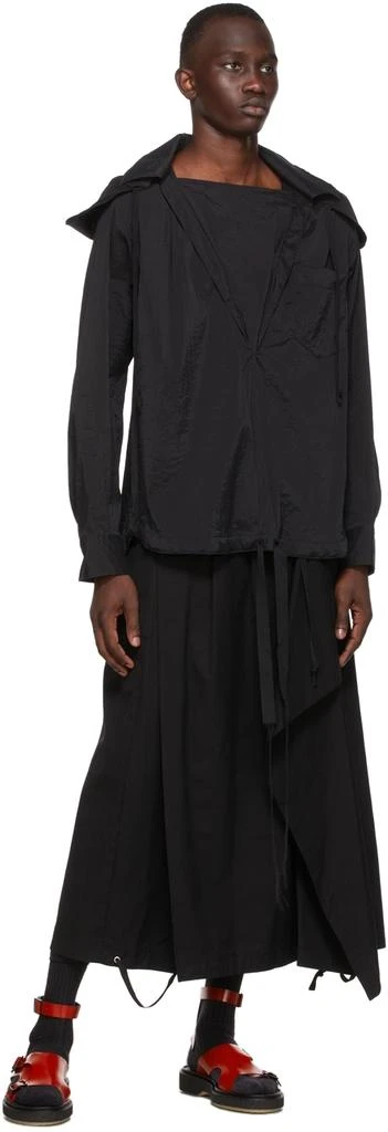 BED J.W. FORD Black Crinkled Nylon Hoodie 4