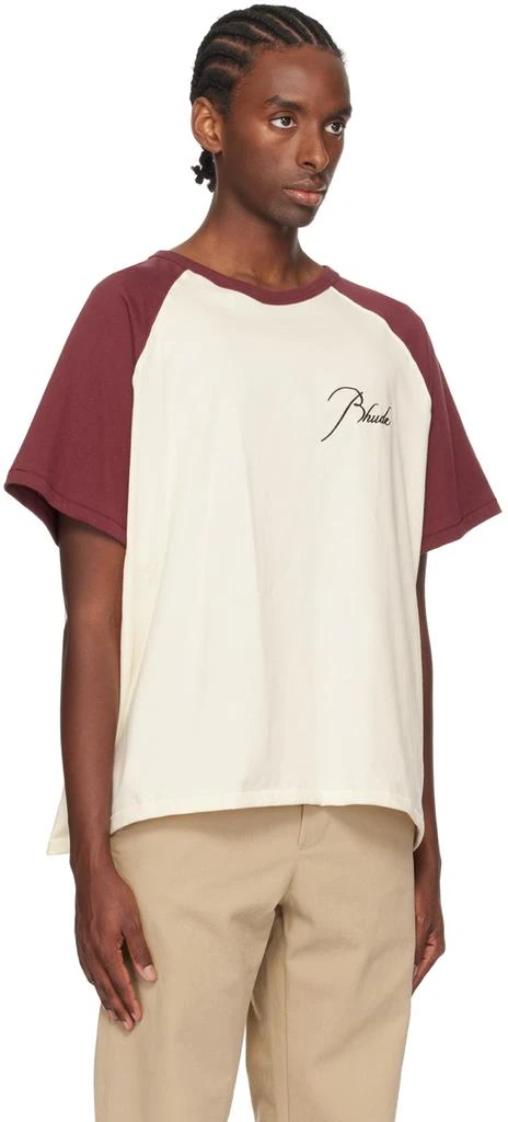 Rhude Burgundy & Off-White Raglan T-Shirt 2