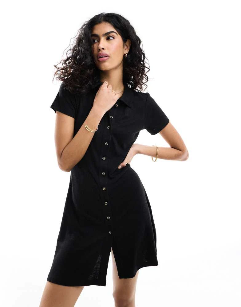 ASOS DESIGN collared linen look mini tea dress with button front in black On Sale Now with Up to 16% Off | Discover Exclusive Deals & Savings at BeyondStyle Authentic ASOS DESIGN collared linen look mini tea dress with button front in black On Sale Now with Up to 16% Off | Discover Exclusive Deals & Savings at BeyondStyle Authentic