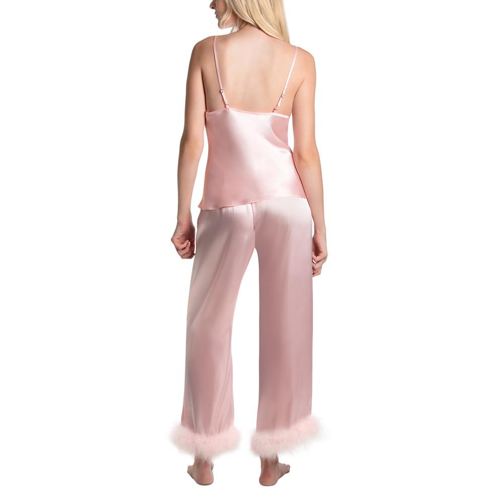 Linea Donatella Women's Marabou 2-Pc. Satin Pajamas Set