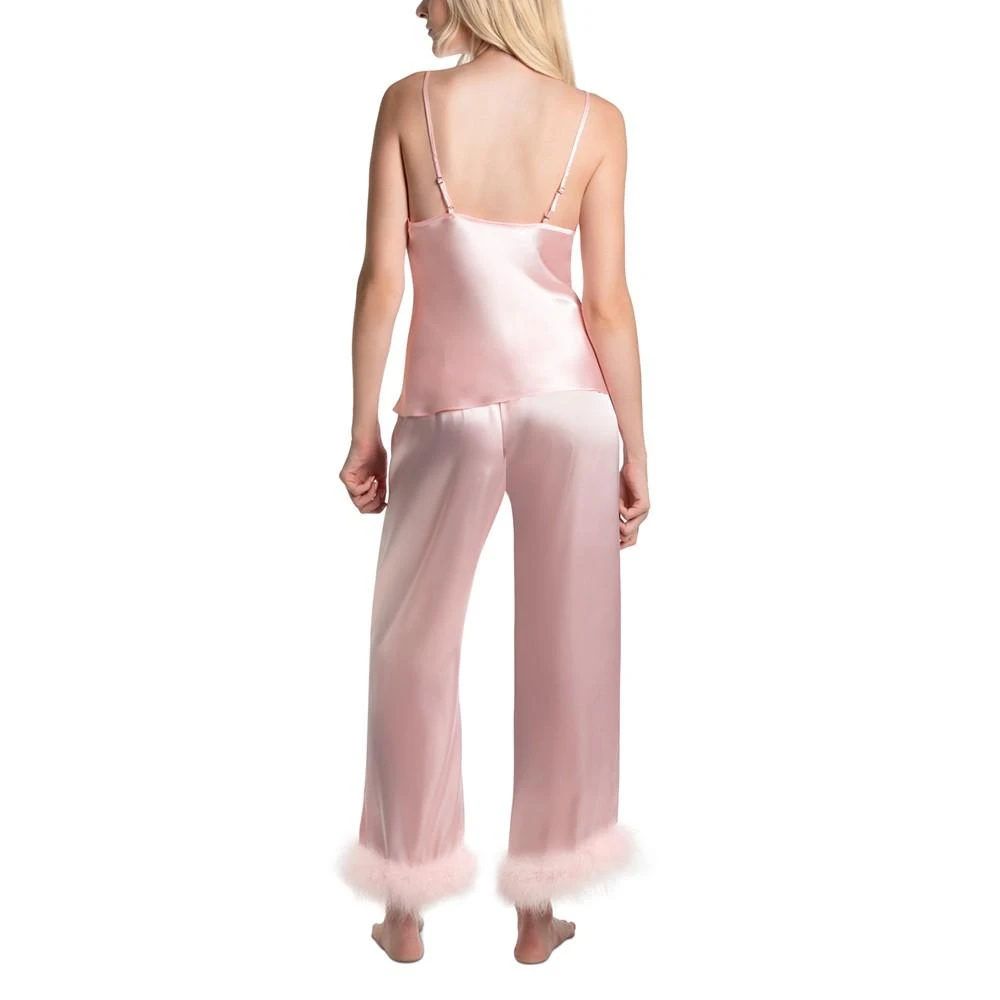 Linea Donatella Women's Marabou 2-Pc. Satin Pajamas Set 2