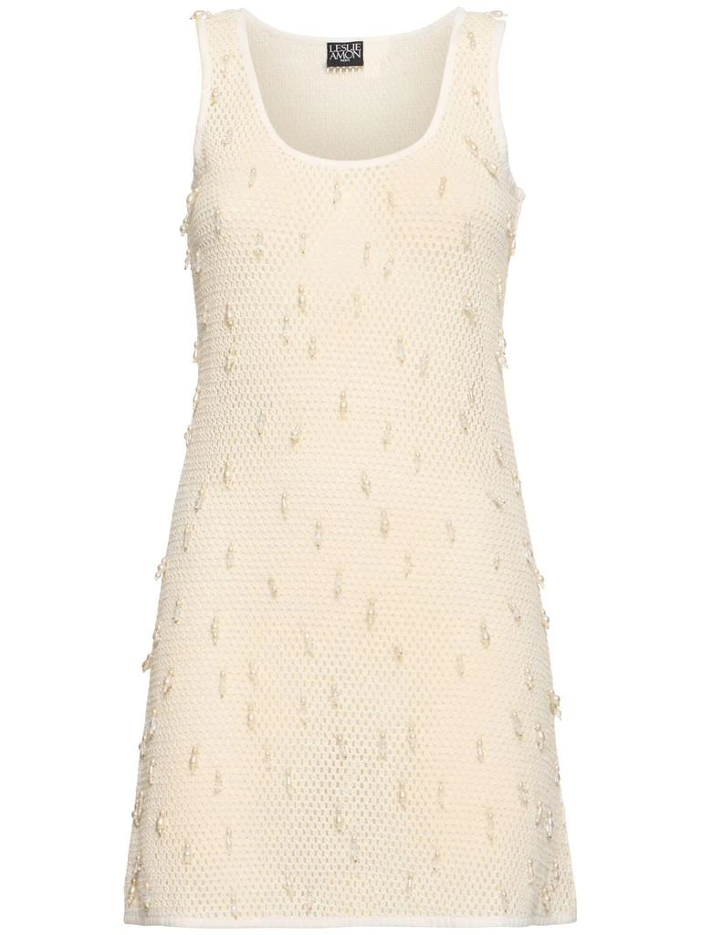 LESLIE AMON Honeycomb Embroidered Mini Dress 1
