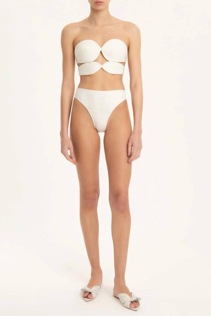 Adriana Degreas Solid High Leg Matelasse Swimsuit In Off White