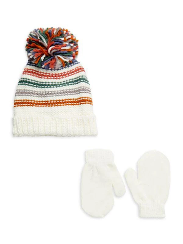 Capelli New York Kids 2-Piece Striped Pom Pom Beanie & Gloves Set 1