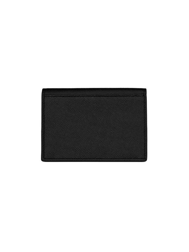 Yves Saint Laurent Business Card Holder With Flap In Grain De Poudre-embossed Leather 2