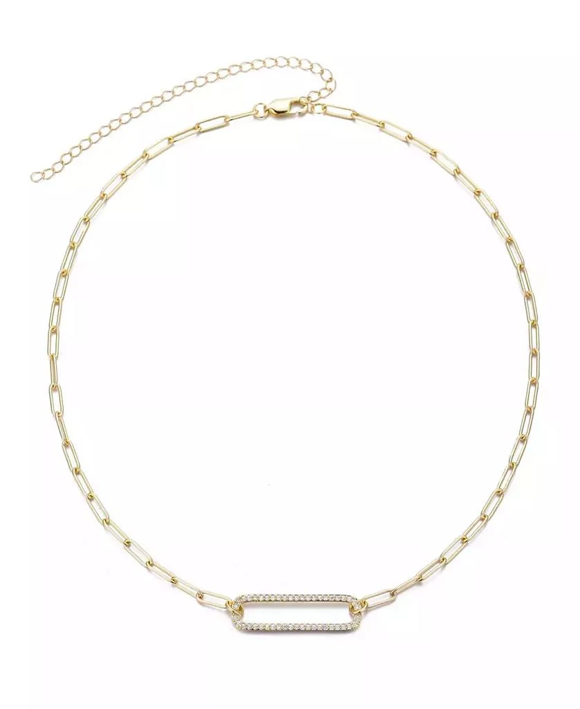 ADORNIA Gold CZ Rounded Rectangle Pendant Necklace 2