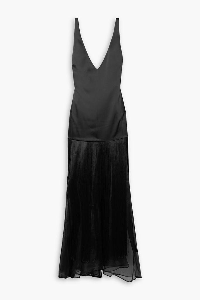 Esse Studios Convertible fringed satin and silk-organza maxi dress