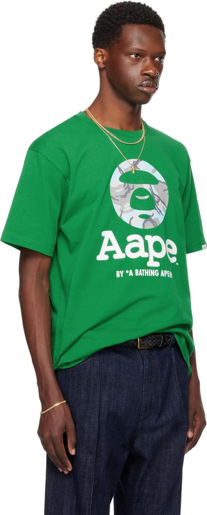 AAPE by A Bathing Ape Green Moonface Camo T-Shirt