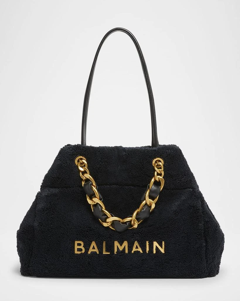 Balmain 1945 Soft Tote Bag in Terry Cloth 1