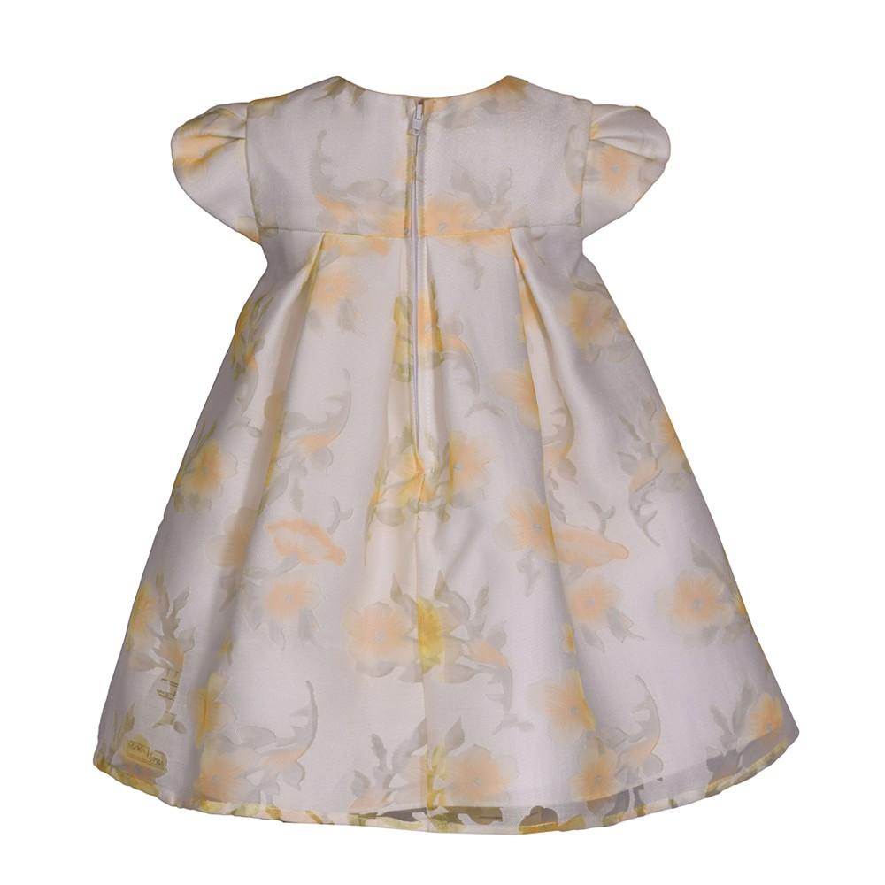 Bonnie Baby Baby Girls Short Sleeved Burnout Trapeze Dress with Satin Bow