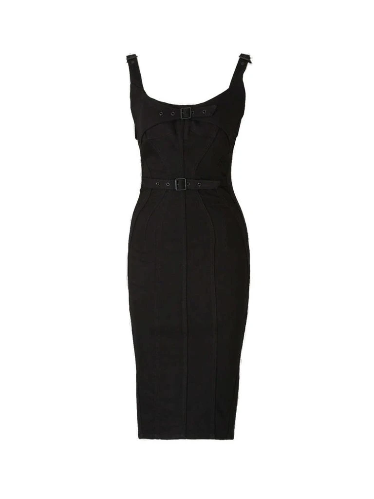 Mugler Mugler Bi-Color Buckled Denim Dress 1