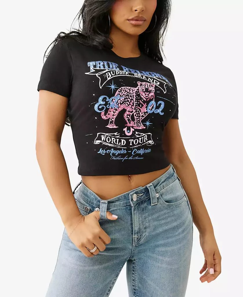 True Religion Women's Crystal Leopard Baby T-Shirt 1