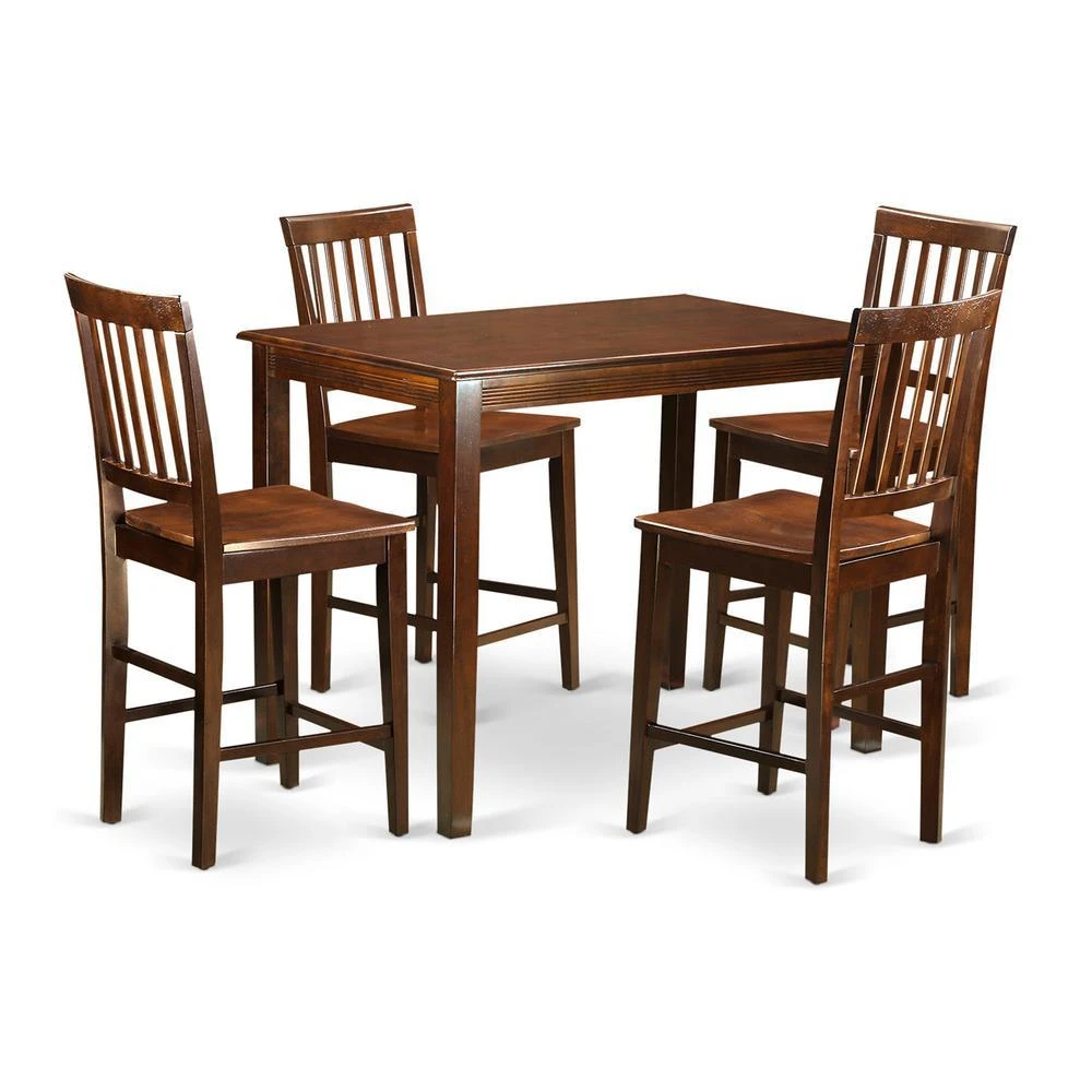 East West Furniture 5  Pc  Dining  counter  height  set-pub  Table  and  4  Dining  Chairs. 2