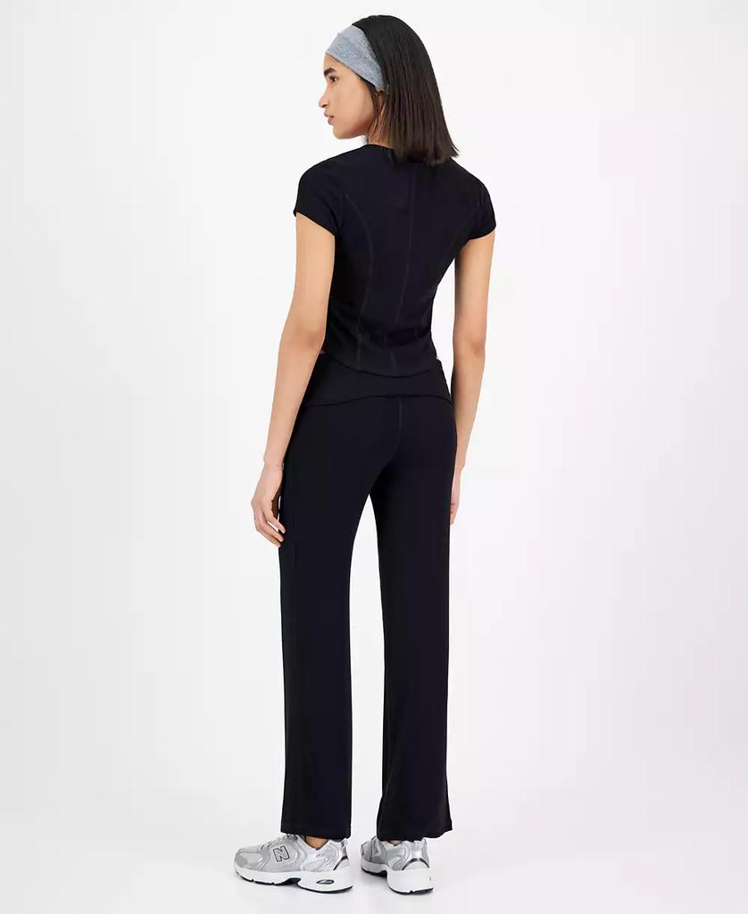 Ultra Flirt Juniors' Ribbed Cropped Henley Short Sleeve